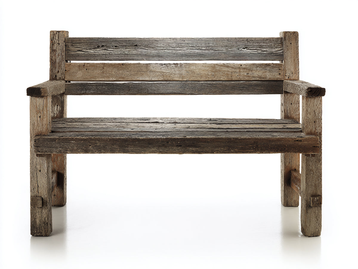 Panche da giardino - Legno - 120 x 55 x 85 cm - Marrone-Grigio - Stile rustico vissuto