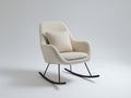 Sedia a dondolo - Tessuto bouclé-metallo-legno - 80 x 86 x 95 cm - Bianco crema-Nero-Marrone scuro - Stile contemporaneo
