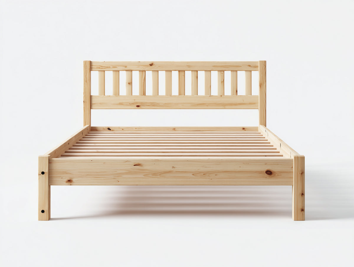 Letto matrimoniale - Legno - 215 x 180 x 100 cm - Legno naturale - Stile rustico nordico