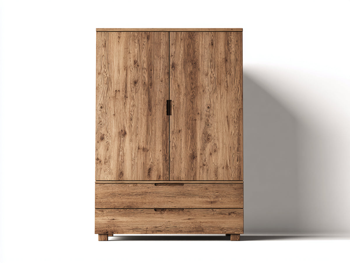 Armadio - Legno - 110 x 55 x 190 cm - Rovere rustico - Stile rustico contemporaneo