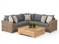 Divani da esterno - Rattan sintetico-Tessuto-Legno - 265 × 265 × 77 cm - Marrone chiaro-Grigio antracite-Marrone naturale - Design angolare contemporaneo