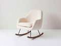 Sedia a dondolo - Tessuto bouclé-metallo-legno - 78 x 83 x 90 cm - Bianco crema-Nero-Marrone - Stile nordico
