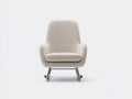 Sedia a dondolo - Tessuto bouclé-metallo-legno - 76 x 82 x 97 cm - Beige chiaro-Nero-Legno naturale - Stile nordico
