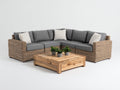 Divani da esterno - Rattan sintetico-Tessuto-Legno - 258 × 258 × 76 cm - Marrone chiaro-Grigio antracite-Marrone naturale - Design angolare contemporaneo