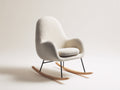 Sedia a dondolo - Tessuto bouclé-metallo-legno - 79 x 86 x 96 cm - Bianco crema-Nero-Legno naturale - Stile scandinavo