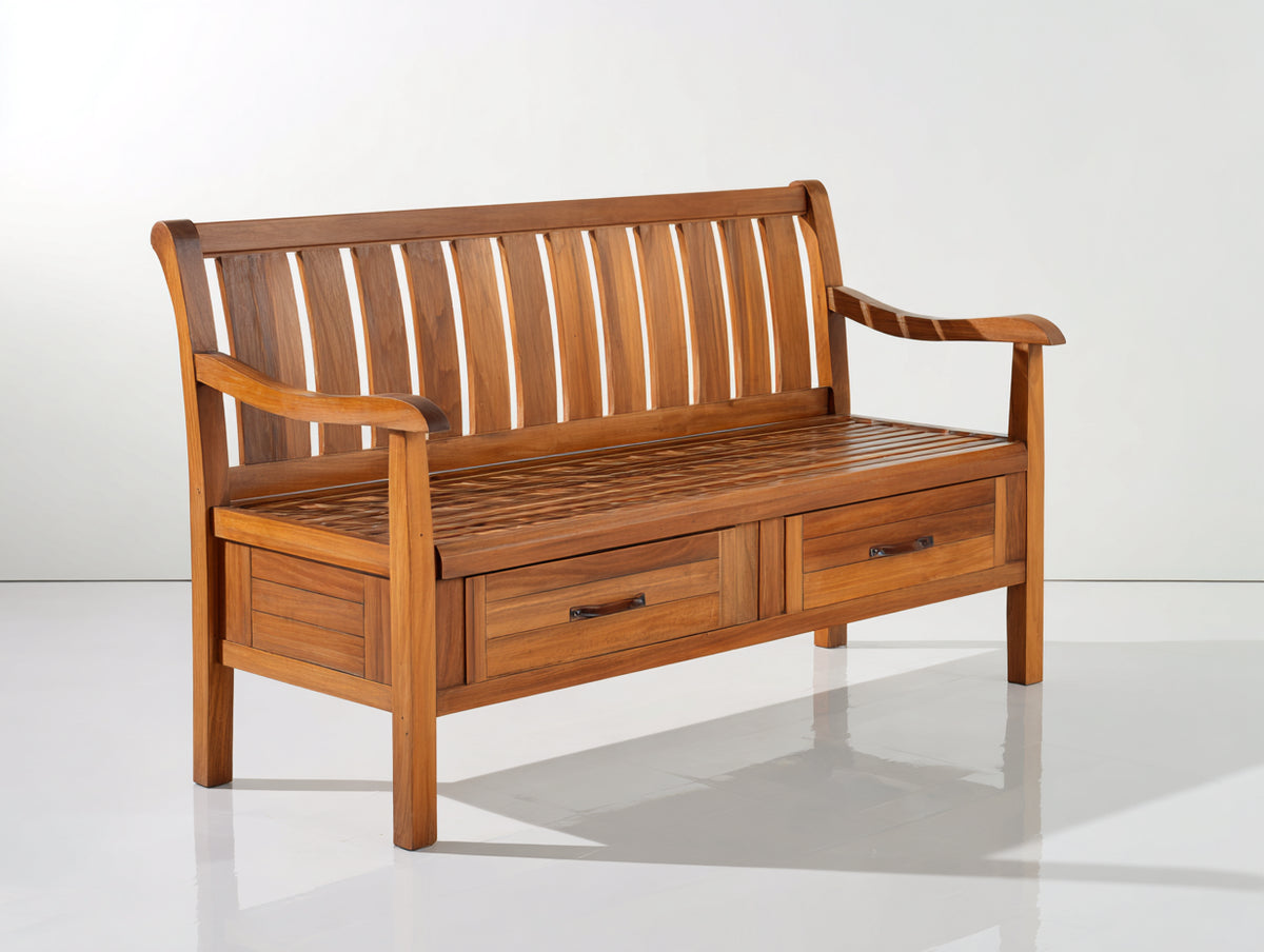 Panche da giardino - Legno - 150 x 60 x 92 cm - Marrone - Stile classico con vano contenitore