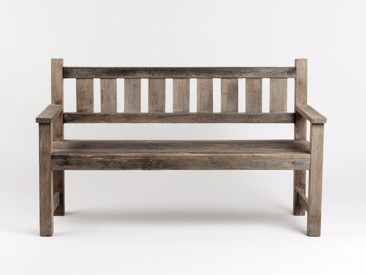 Panche da giardino - Legno - 130 x 56 x 86 cm - Marrone-Grigio - Stile rustico vissuto
