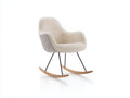 Sedia a dondolo - Tessuto bouclé-metallo-legno - 75 x 82 x 91 cm - Bianco crema-Nero-Legno naturale - Stile minimalista