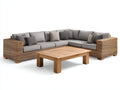 Divani da esterno - Rattan sintetico-Tessuto-Legno - 305 × 225 × 76 cm - Marrone-Grigio chiaro-Marrone naturale - Stile contemporaneo intrecciato