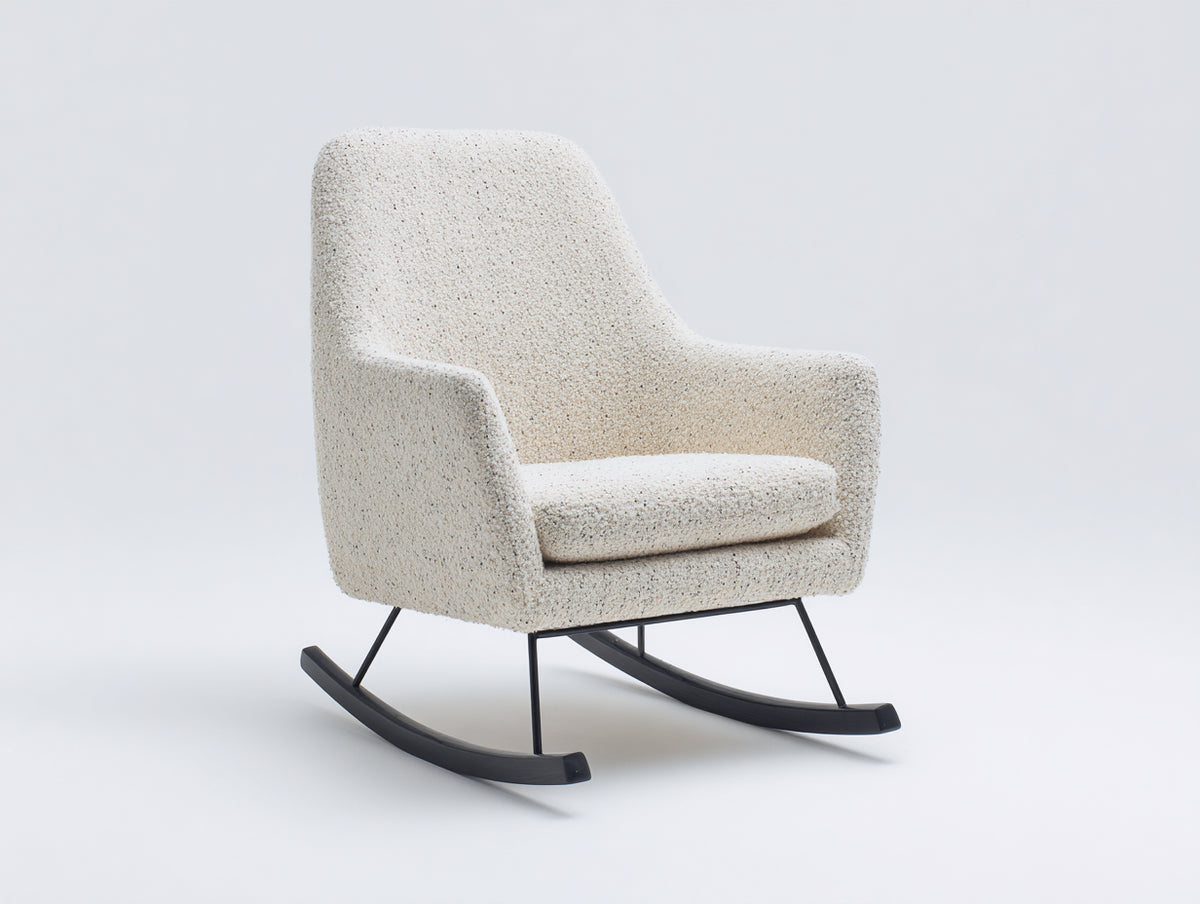 Sedia a dondolo - Tessuto bouclé-metallo - 78 x 84 x 96 cm - Beige chiaro-Nero - Stile contemporaneo