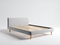 Letto matrimoniale - Tessuto - Legno - 215 x 180 x 105 cm - Grigio chiaro-Legno naturale - Stile moderno