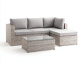 Divani da esterno - Rattan sintetico-Tessuto-Vetro - 235 × 170 × 73 cm - Grigio chiaro-Beige chiaro-Trasparente - Design moderno con chaise longue