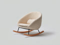 Sedia a dondolo - Tessuto bouclé-metallo-legno - 82 x 88 x 86 cm - Beige chiaro-Nero-Legno naturale - Stile contemporaneo