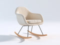 Sedia a dondolo - Tessuto bouclé-metallo-legno - 80 x 87 x 89 cm - Bianco crema-Nero-Legno naturale - Stile moderno