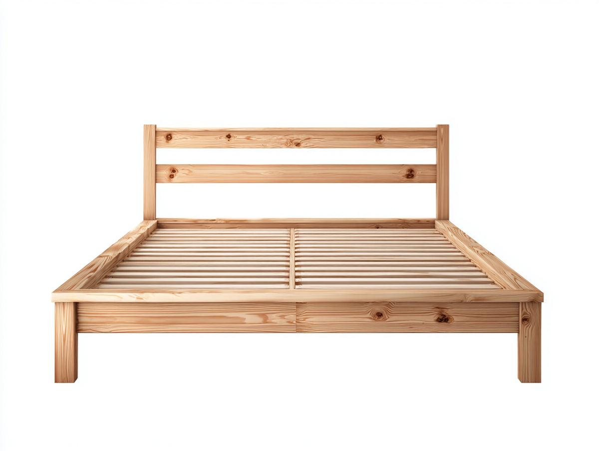 Letto matrimoniale - Legno - 215 x 180 x 95 cm - Legno naturale - Stile rustico moderno