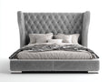 Letto matrimoniale - Tessuto vellutato - Metallo - 220 x 190 x 145 cm - Grigio - Stile classico contemporaneo
