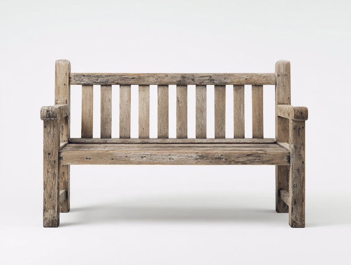 Panche da giardino - Legno - 125 x 55 x 85 cm - Marrone-Grigio - Stile rustico vissuto