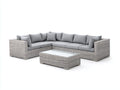 Divani da esterno - Rattan sintetico-Tessuto-Vetro - 300 × 220 × 74 cm - Grigio chiaro-Grigio-Trasparente - Design angolare moderno