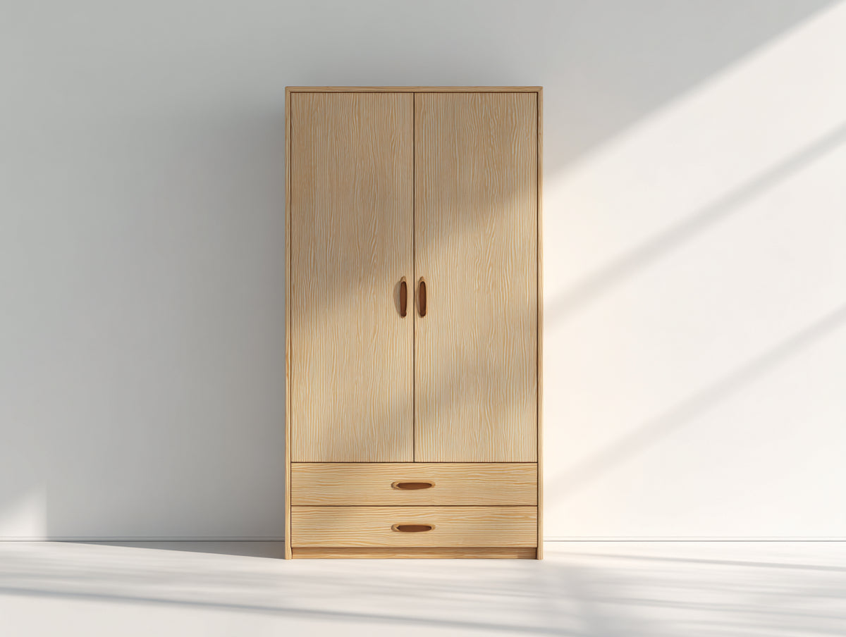 Armadio - Legno - 95 x 55 x 190 cm - Legno naturale chiaro - Stile scandinavo