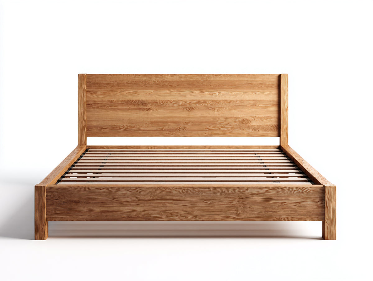 Letto matrimoniale - Legno - 215 x 180 x 105 cm - Legno naturale - Stile rustico moderno