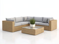Divani da esterno - Rattan sintetico-Tessuto-Vetro - 250 × 250 × 75 cm - Beige-Grigio chiaro-Trasparente - Design angolare minimalista