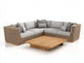 Divani da esterno - Rattan sintetico-Tessuto-Legno - 270 × 270 × 76 cm - Beige-Grigio chiaro-Marrone naturale - Design angolare moderno