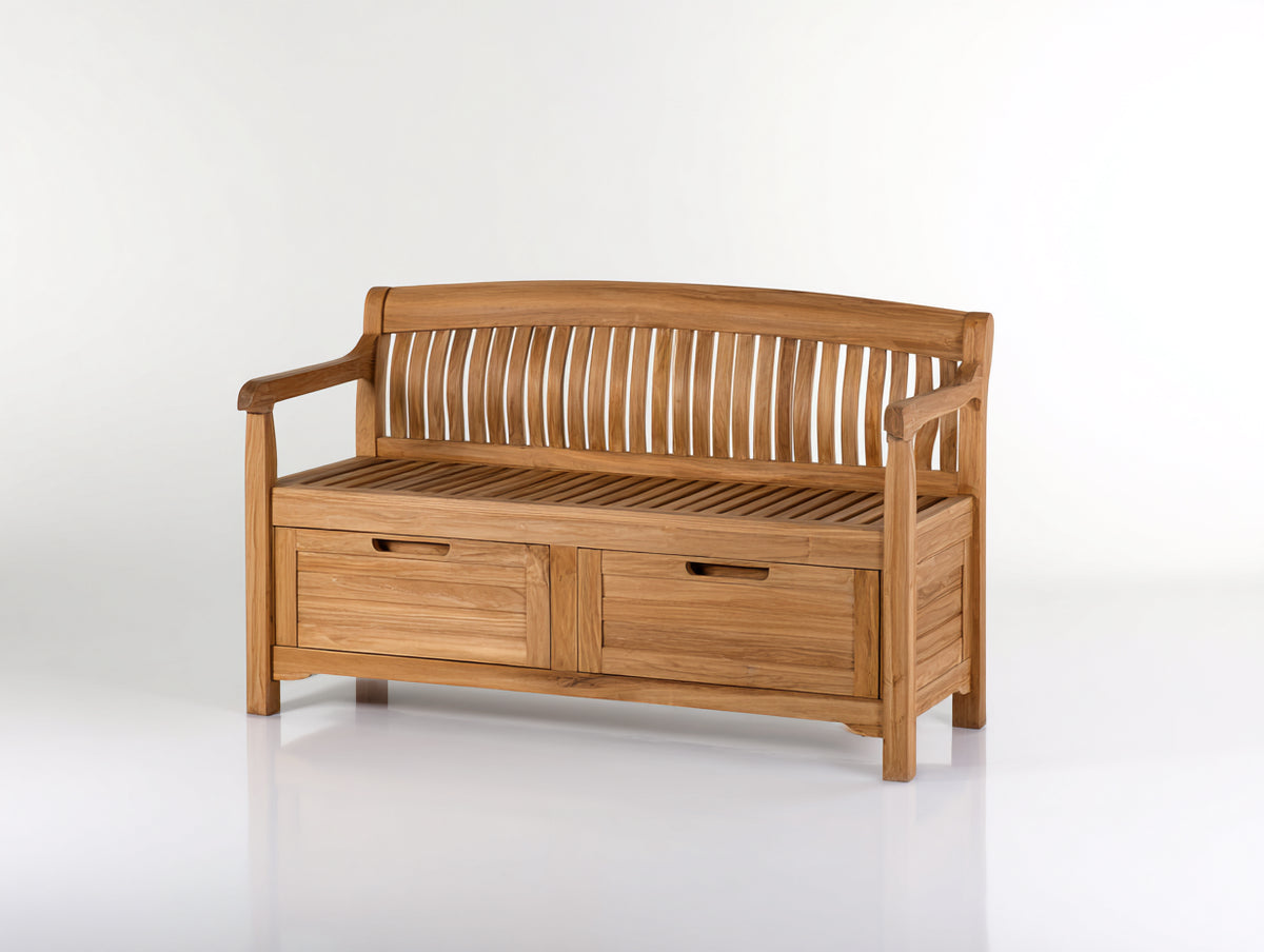 Panche da giardino - Legno - 130 x 60 x 95 cm - Marrone - Stile classico con vano contenitore
