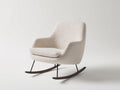 Sedia a dondolo - Tessuto bouclé-metallo-legno - 79 x 85 x 92 cm - Bianco crema-Nero-Marrone scuro - Stile scandinavo