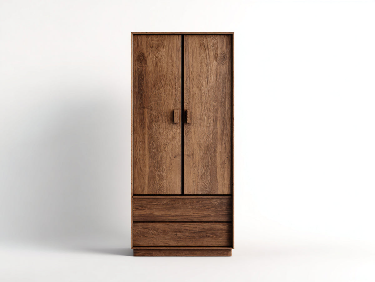 Armadio - Legno - 90 x 55 x 190 cm - Noce scuro - Stile contemporaneo